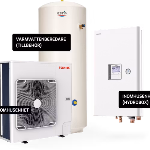 Toshiba Estia Hydrobox med VVB Luft-vattenvärmepump 4-14 kW